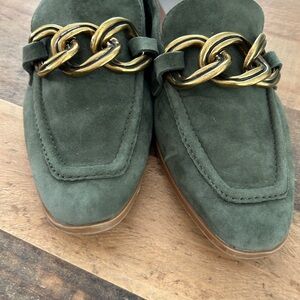 Dolce Vita Crys Green Loafers with Gold Chain